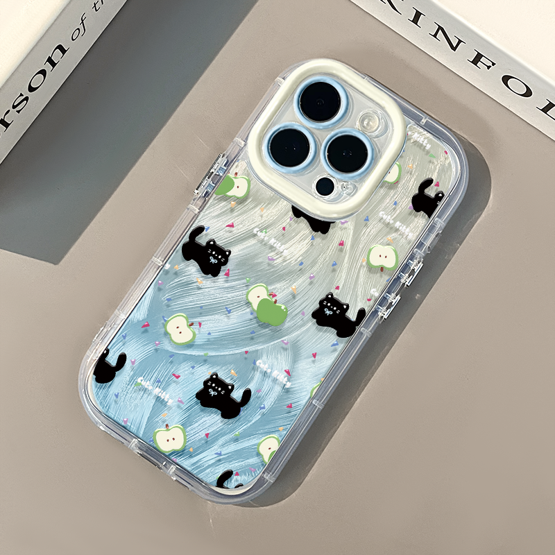 Cute Little Black Cat & Apple Case