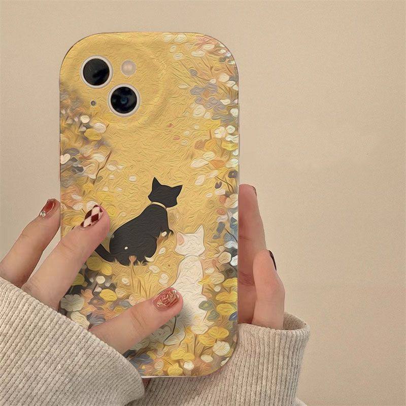 Oil Painting Style Black & White Cat Phone Case