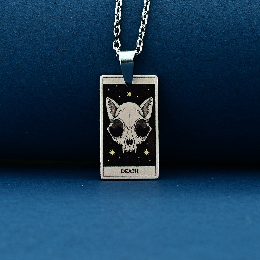 Vintage Cat Tarot Card Pendant Necklace