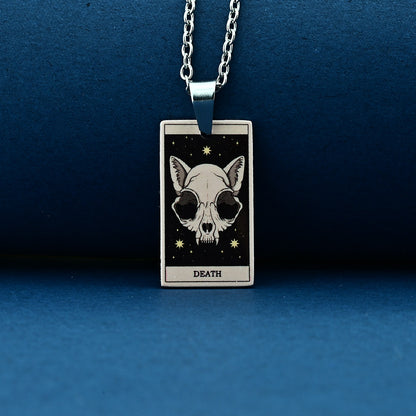 Vintage Cat Tarot Card Pendant Necklace