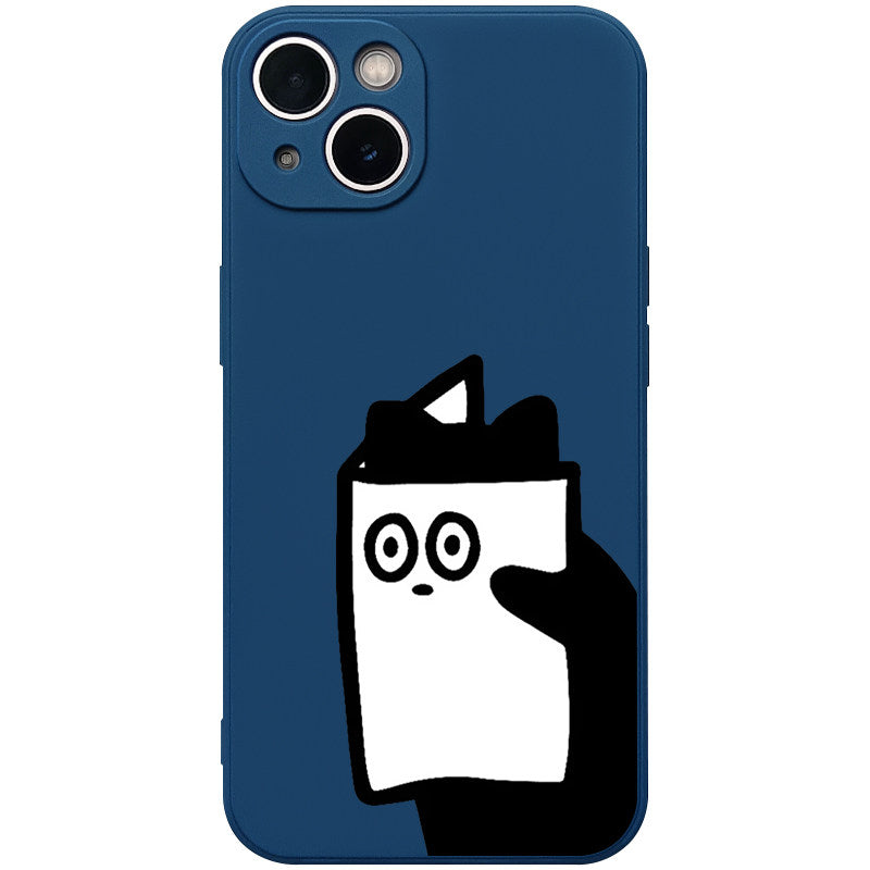 Reading Cat iPhone Case  Cute Introvert Aesthetic Blue Silicone Cover