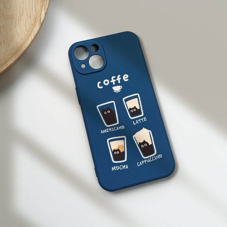 Cute Coffee Cat iPhone Case  Minimalist Aesthetic Silicone Phone Cover for Coffee Lovers