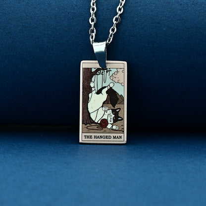 Vintage Cat Tarot Card Pendant Necklace