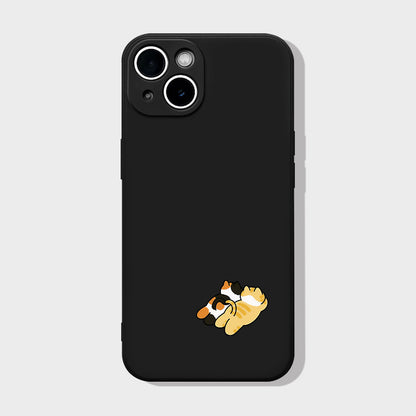 Cute Two Cats iPhone Case  Minimalist Aesthetic Silicone Phone Cover