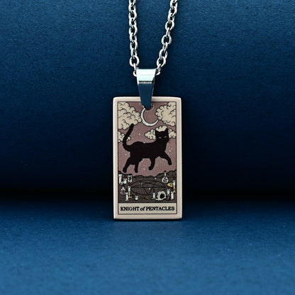 Vintage Cat Tarot Card Pendant Necklace