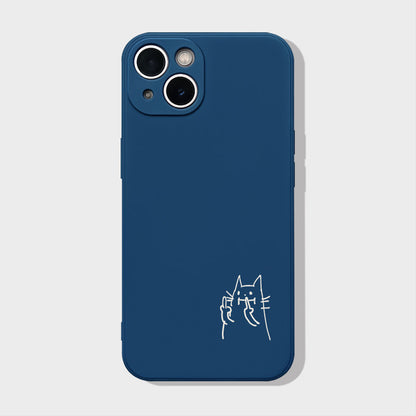 Funny Middle Finger Cat Phone Case  Cute but Rude Minimalist Aesthetic Silicone Cover