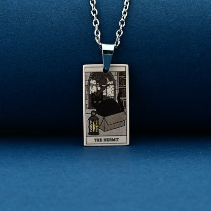 Vintage Cat Tarot Card Pendant Necklace