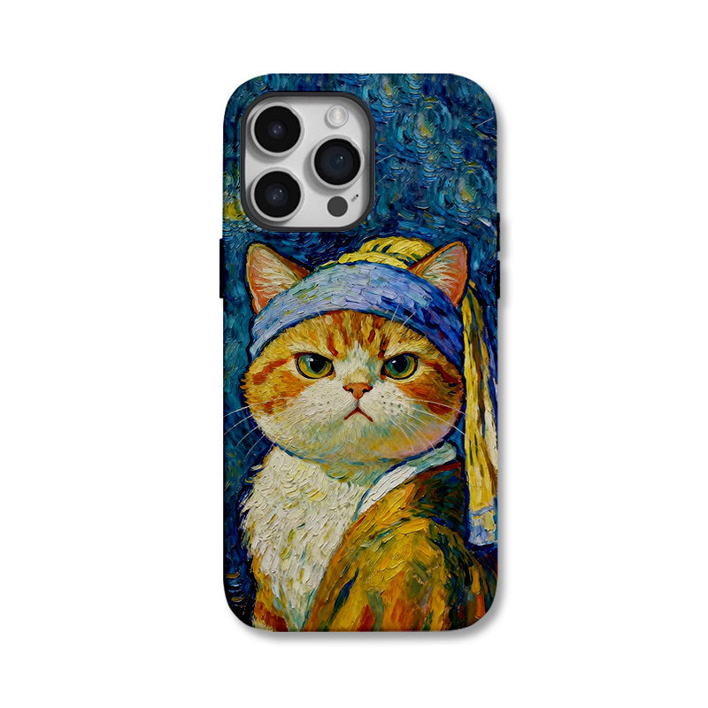 Classic Art Cat iPhone Case  Oil Painting Style Cute Phone Cover