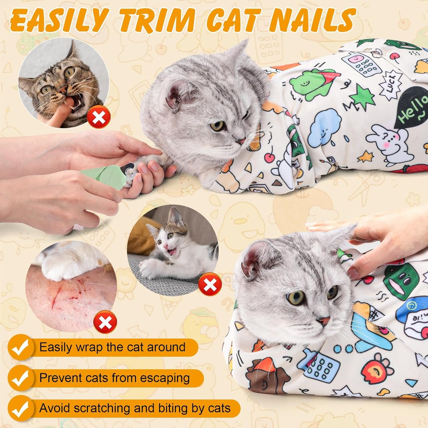 Stick-On Purrito Grooming Wrap