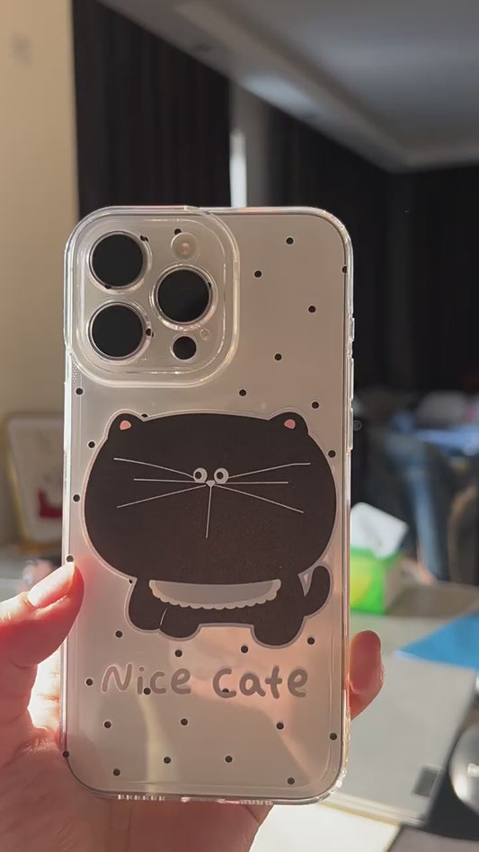 Polka Dot Big Face CatE Clear Phone Case