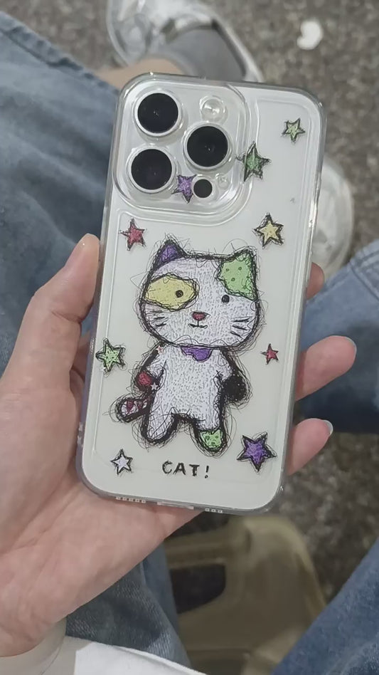 Starry Patchwork Kitty Phone Case