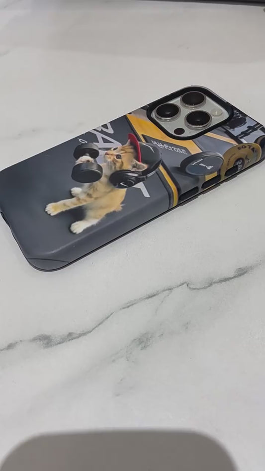Gym Kitty Lifting Weights Phone Case