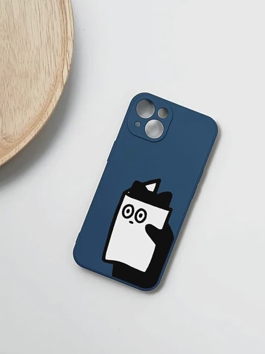 Reading Cat iPhone Case  Cute Introvert Aesthetic Blue Silicone Cover