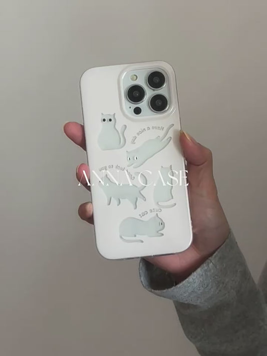 Cute Off-White Transparent Cat Phone Case