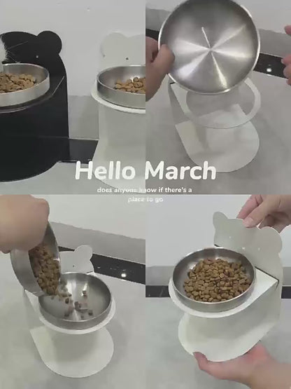 TiltEase Magnetic Stand Cat Bowl Stainless Steel
